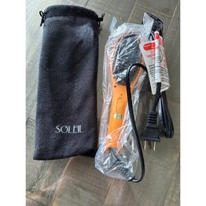 Soleil Hair Straightening Ceramic Brush Orange w/ Travel Pouch Heat Styling Tool